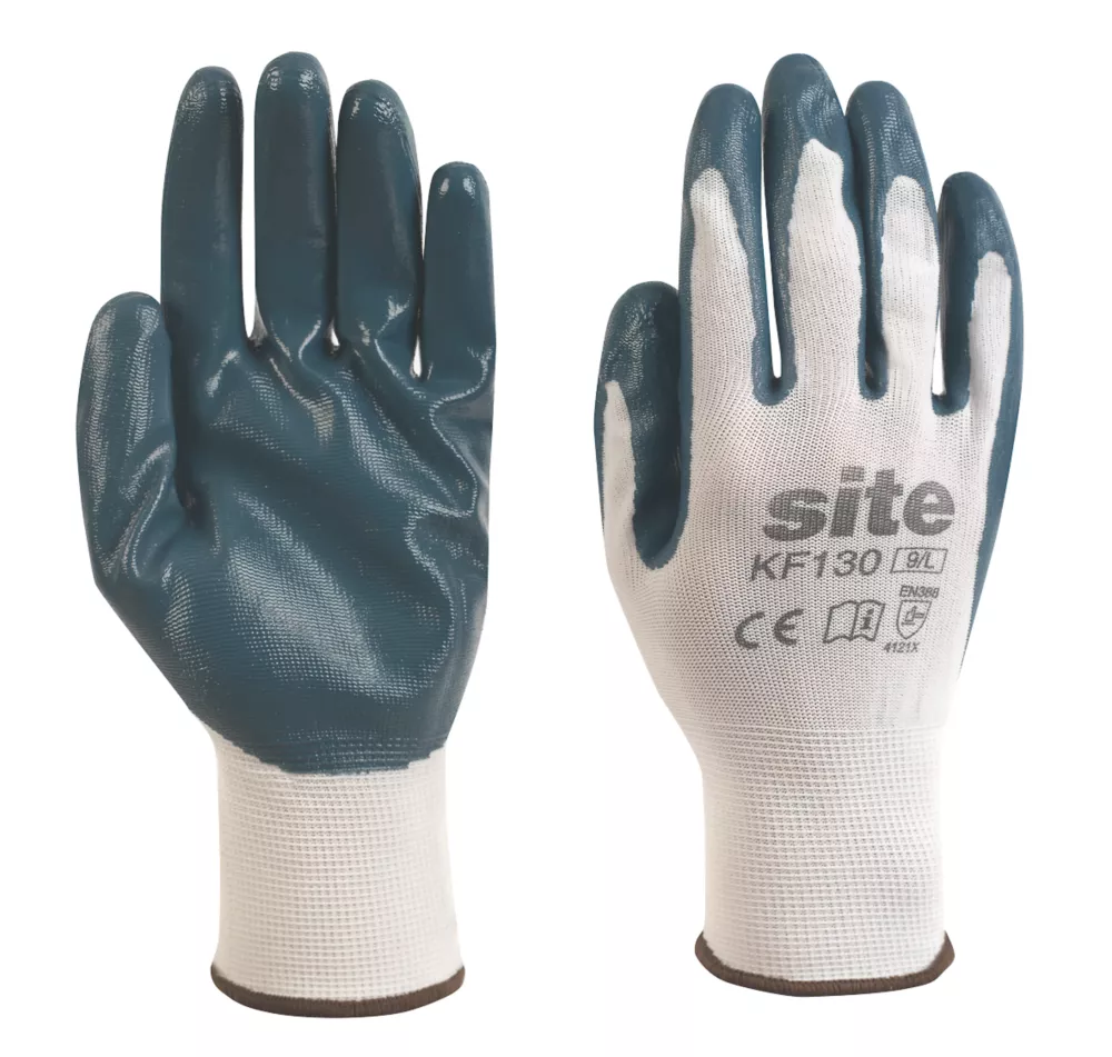 Site 130 Nitrile Coated Gloves White / Blue Medium 3 Site 130 Nitrile Coated Gloves White / Blue Medium