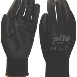 Site 120 PU Palm Dip Gloves Black Medium