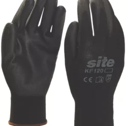Site 120 PU Palm Dip Gloves Black Large