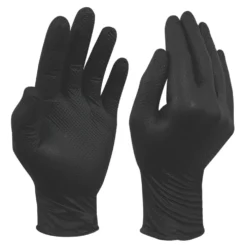 Site SDG310 Nitrile Powder-Free Disposable Grip Gloves Black Large 50 Pack