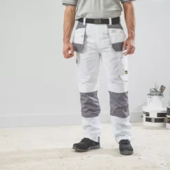 Site Jackal Work Trousers White / Grey 38" W 32" L -Home Tools Sales 2024 6551V A2