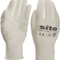 Site 140 PU Palm Dip Gloves White Large